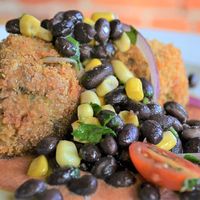 potato balls at American Vegan Society in Malaga