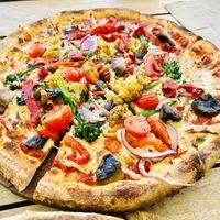 Vego pizza with vegan cheese   at Boundary Island Brewery in Erskine