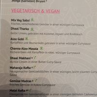 Menu at Goa in Hamburg
