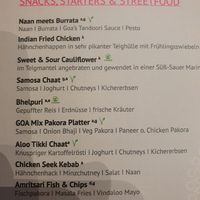 Menu at Goa in Hamburg