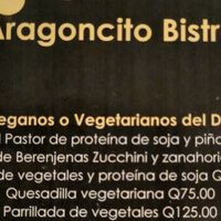 Vegan/Vegetarian options at Aragoncito Bistro al Carbón in Lanquin