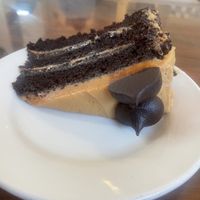 Vegan salted caramel cake   at Two Birds Tea Room in Chorley