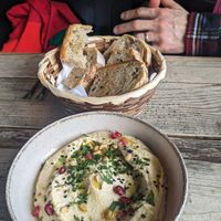 Houmous and sourdough at The Kitchen @ Brixton Yoga in Leamington Spa