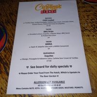 Menu at Carolina's TexMex @ The King Billy Pub in Nottingham