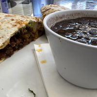 vegan soy-rizo quesadilla & Side Black Beans  at Boogaloos in San Francisco