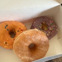 Orange flavor donut (left)   at UFFDA Donuts in Maple Grove