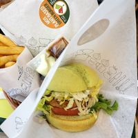 Green burger at Mos Burger in Miyoshi