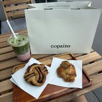 Vegan cinnamon babka and pistachio croissant   at Copains - Beaugrenelle in Paris