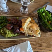 Sweet potato falafel starter with mixed side salad at The Churchillian Cosham in Portsmouth