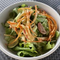 Salad starter  at Finch Bay Galapagos Hotel in Puerto Ayora