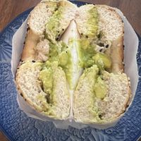 Everything bagel with cashew cream cheese and avocado   at Cambodia Bagels in Phnom Penh