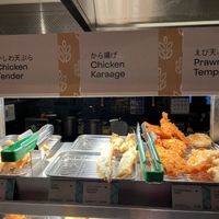 Vegan tempura options on top shelf   at Marugame Udon - Kensington Arcade in West London