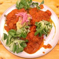 Aubergine schnitzel (made vegan by removing feta) at Social Fabric Café in Dublin
