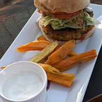 Vegan Burger 🍔 (260PHP | 4.6$) at Belle's Beach Bar in San Juan