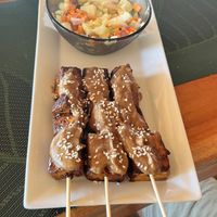 Tofu satay  at Belle's Beach Bar in San Juan