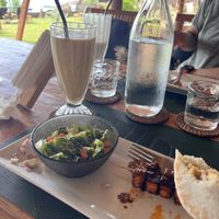 Sorry, half eaten tofu satay  at Belle's Beach Bar in San Juan