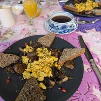 Scrambled tofu at Organic Welltree B&B and Yurts in Perth