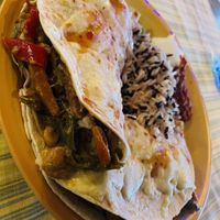 Vegan quesadillas - optional order with no cheese or sour cream.) Loved the wild rice. Cashews inside quesadillas were so yummy.  at Mamacita's  in Borovets