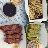 Dumplings and saucy noodles.  at Home of Dumplings in Berlin