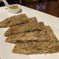 Lotus root stuffed parantha  at Suananda Vegetarian Garden in Bangkok