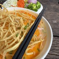 Burmese Khao Soy  at Suananda Vegetarian Garden in Bangkok