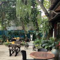 the beautiful, calm garden  at Suananda Vegetarian Garden in Bangkok