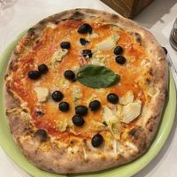 Pizza with artichoke and olives   at Pizzeria Bella Napoli in Empoli