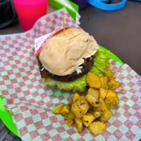 Croquetas de frijol con adicion de queso veg at Antiburguesas in Bogota