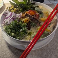 green curry with rice noodles at Good Catch in New Orleans