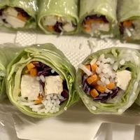 Fresh vegan spring rolls! Their eggplant dish & sweet basil tofu is also a favorite !  at Canton Westside in Santa Cruz