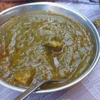 Spinach and potatoes dish at Haldi Ristorante Indiano in Milan