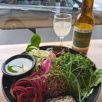 Raw food sallad and mint kombucha! at Zest in Karlstad