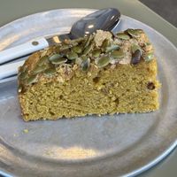 I mean look at this — it tastes just as good as it looks!! Pumpkin bread   at Cafe Regina in Mexico City