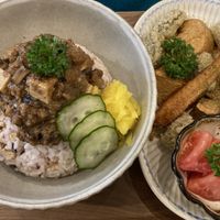 Braised tempeh with eggplant, tofu and seasonal veggies  at Cafe Zi - 梔子 in Kowloon