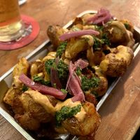 Smashed potatoes at the 78 pub   at Antojitos in Glasgow