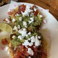 Refried bean tostadas   at Antojitos in Glasgow