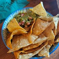 Guacamole with chips at Antojitos in Glasgow