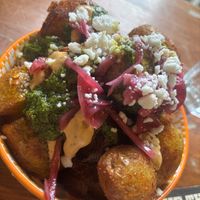 Smashed potatoes   at Antojitos in Glasgow