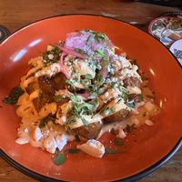 I can’t remember the name of this, but it’s a potato dish. So bomb 💣   at Antojitos in Glasgow