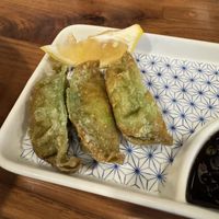 3 of 6 crispy (very crispy!) vegan gyoza  at Rakkan Ramen in Folsom