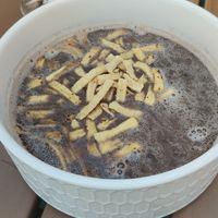 Sopa de frijoles con chipotle at Santas Plantas in Mexico City