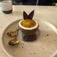 Malibu dessert (passion fruit, pineapple, coconut) yum!  at Origami - Napier in Napier
