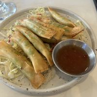 Edamame spring rolls - cute, unique, not a flavor sensation    at Origami - Napier in Napier