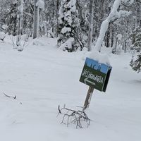 Sign for velhon kota at Velhonkota Oy in Aekaeslompolo