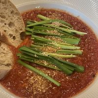 Tomato sauce with bread pieces for tofu ball  at Sai Jeju in Seogwipo