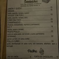 Menu  at Cafe Andino in Huaraz