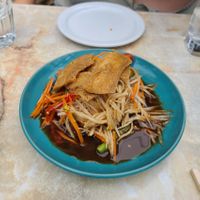 som tam papaya salad with fried "chicken" at Chai - Yo  in Montreal