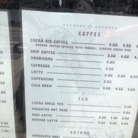 Menu- drinks  at Roste Chocolate House in Portland