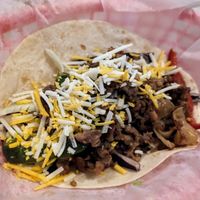 Vegan taco with vegan crumbles and vegan cheese at Louie & Nacho's Beach Bar in St Croix