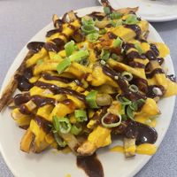 Loaded fries with queso and bbq!  at Sealevel City Vegan Diner in Wilmington